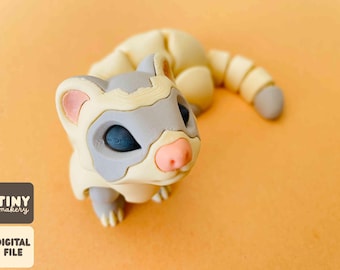 little ferret — articulated flexi print-in-place STL/3MF digital file for 3D printing
