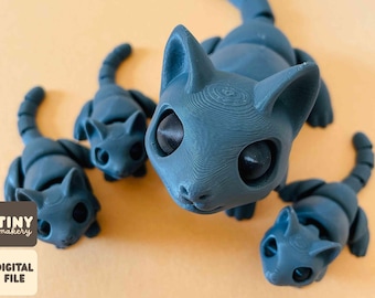 little cat — articulated flexi print-in-place STL/3MF digital file for 3D printing