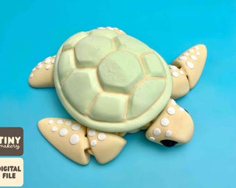 little sea turtle — articulated flexi print-in-place STL/3MF digital file for 3D printing