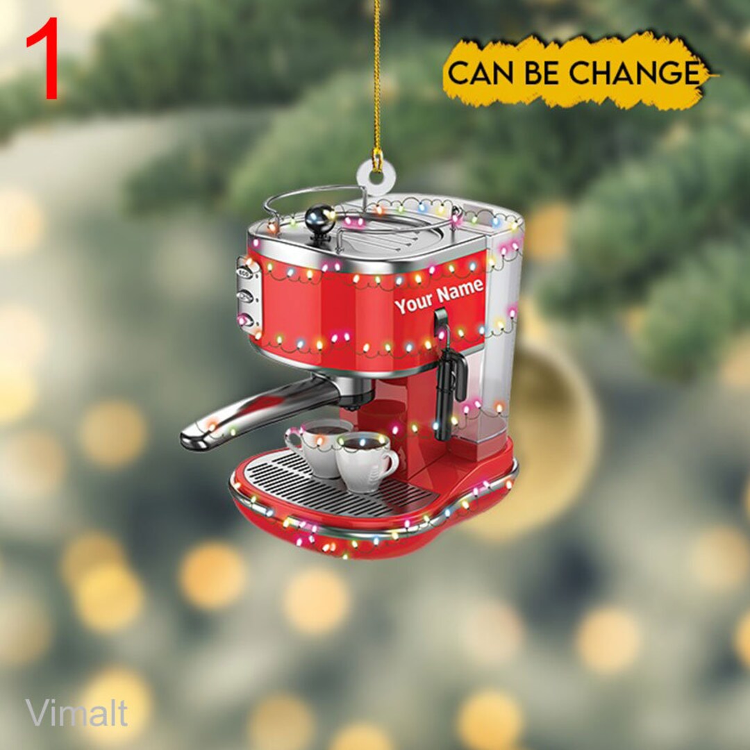 Personalized Coffee Machine Ornament Coffee Machine Christmas Etsy