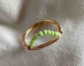Sunrise Green Bead Wire Ring Fidget Ring Anxiety Ring best friend gift
