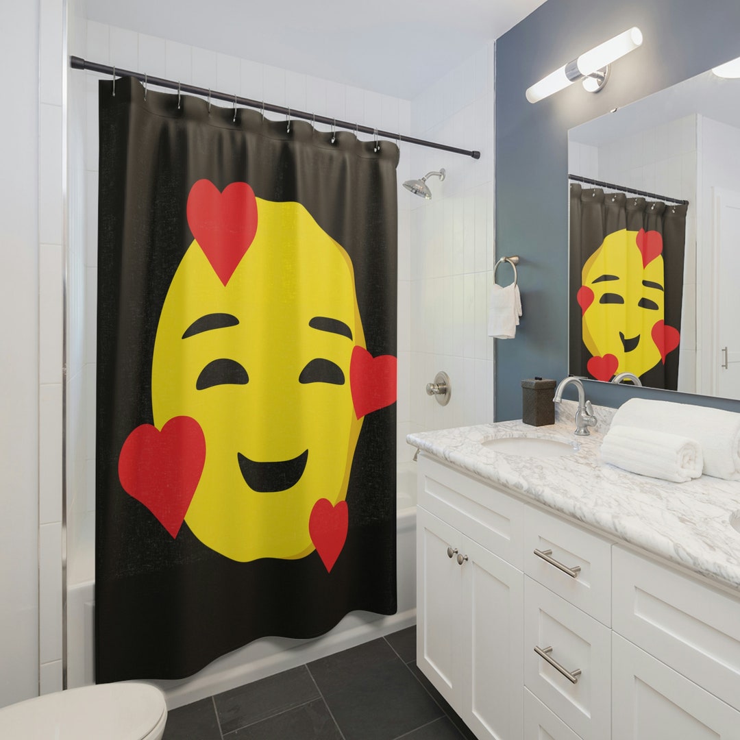 Heart Emoji Curtain Emoji Shower Curtain Fun Emoji Decor Etsy