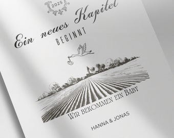 Etykieta na wino z informacją o narodzinach dziecka | Spersonalizowana etykieta na butelkę | Ogłoszenie o ciąży | Zaskocz rodziców