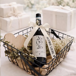 Etykieta na wino | Naklejka na butelkę wina | Ślub | Prezent | Prezent ślubny | Dekoracja ślubna Etykieta na wino zdjęcie 3