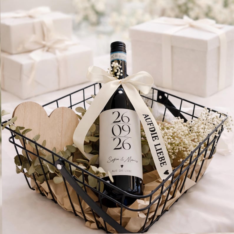 Etykieta na wino | Naklejka na butelkę wina | Ślub | Prezent | Prezent ślubny | Dekoracja ślubna Etykieta na wino zdjęcie 3