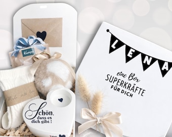 Geschenk Superkräfte für dich personalisiert mit Namen | Gute Besserung wünschen | kleine Auszeit | Mutmacher Kraft Box