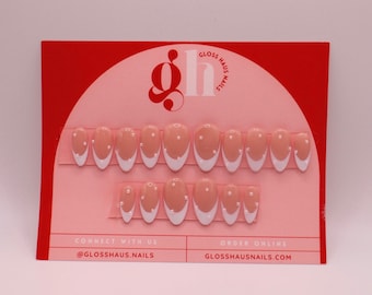 Pearl French Tip Press On Nails, Bridal Wedding Nails, Custom Shape & Length Set