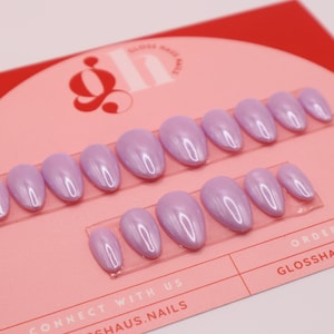 Purple Chrome Nails | Simple Nails | Press on Nails | Almond Nails | Trendy Nails |  Lavender Nails | Lilac Nails | Purple Glazed Nails