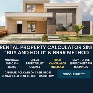 BRRR RENTAL PROPERTY 2em1 Calculadora de lucro de compra e manutenção, planilha Análise de propriedade para aluguel Investimento imobiliário Propriedade financeira