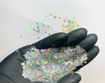 Sparkle & Save: SILVER IRIDESCENT GLITTER 50 Gramm Großhandelstasche