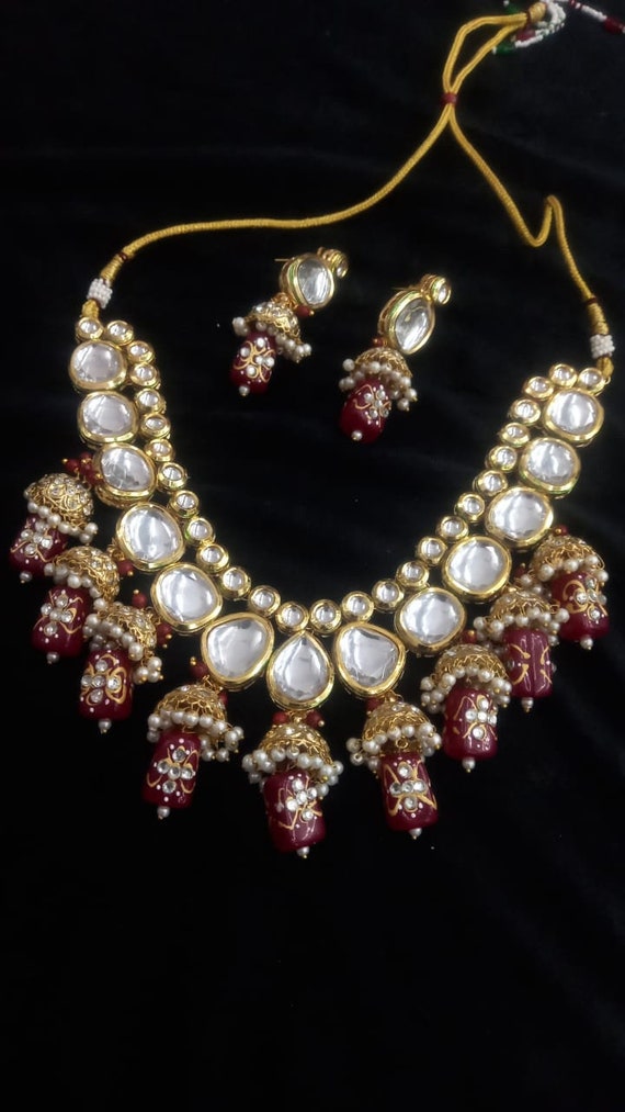 Tanjore kundan Jhumki necklace set, Traditional k… - image 2