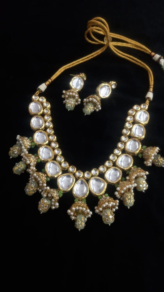 Tanjore kundan Jhumki necklace set, Traditional k… - image 4