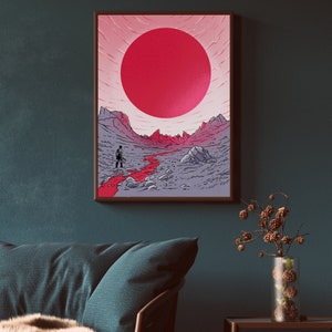 Affiche numérique du soleil de sang | Impression artistique conceptuelle | Téléchargement d&#39;art mural symbolique