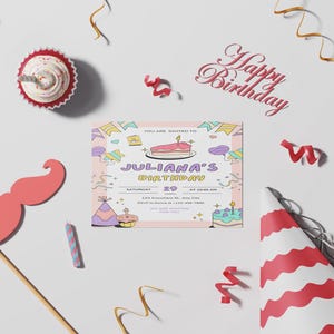 Editable Birthday Invitation | Kids Cartoon Party Invite | Printable PDF Download
