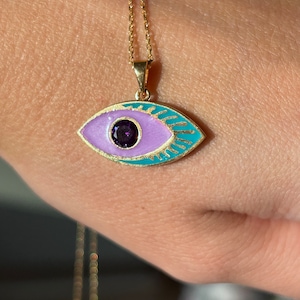 Evil Eye Necklace, 14k Gold Plated Evil Eye Silver Necklace, 925 Sterling Silver, Minimalist Evil Eye Necklace, Mother's day gift