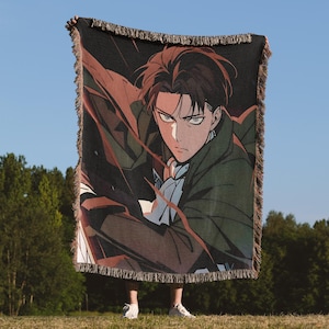 Attack On Titan Woven Blanket, Levi Ackerman Tapestry Throw, Snuggle Blanket Or Woven Wall Hanging, Anime Gift, Perfect Gift For Anime Fan
