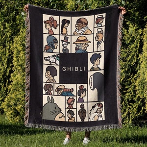 Studio Ghibli Woven blanket, Anime Vintage Woven Blankets, Anime Art, Ghibli Gift, Howl, Totoro, Spirited Away,Moving Castle, Manga Tapestry