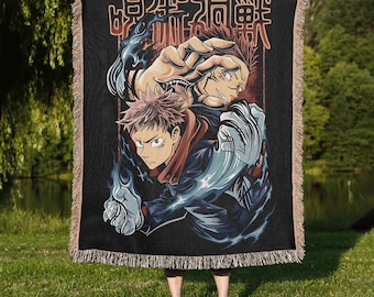 Jujutsu Kaisen Woven Blanket, Manga Tapestry Throw, Suitable as