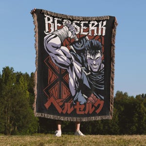 Berserk Guts Woven Blanket, Best Anime Blankets, Anime Tapestry Gift For Boyfriend, Gift For Him, Guts and Griffith, Berserk Guts Gift
