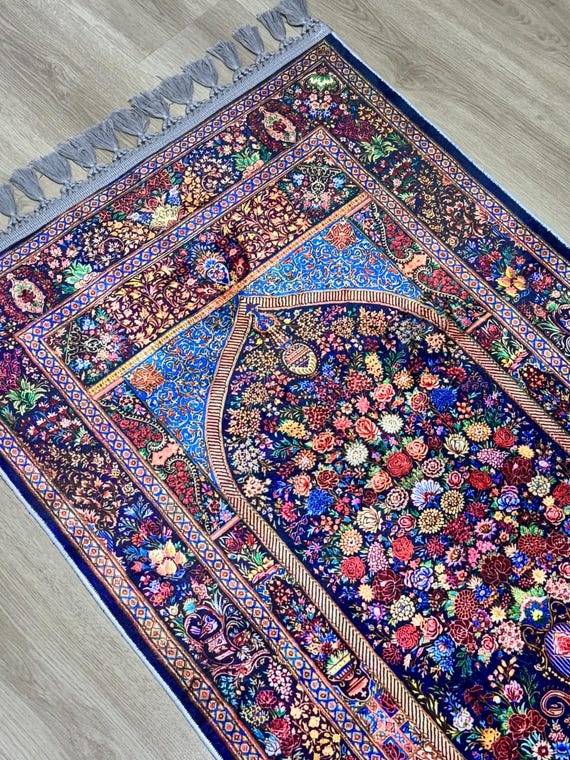 Prayer Rug -Islamic Ramadan Gift- Soft Muslim Floral Prayer Mat -