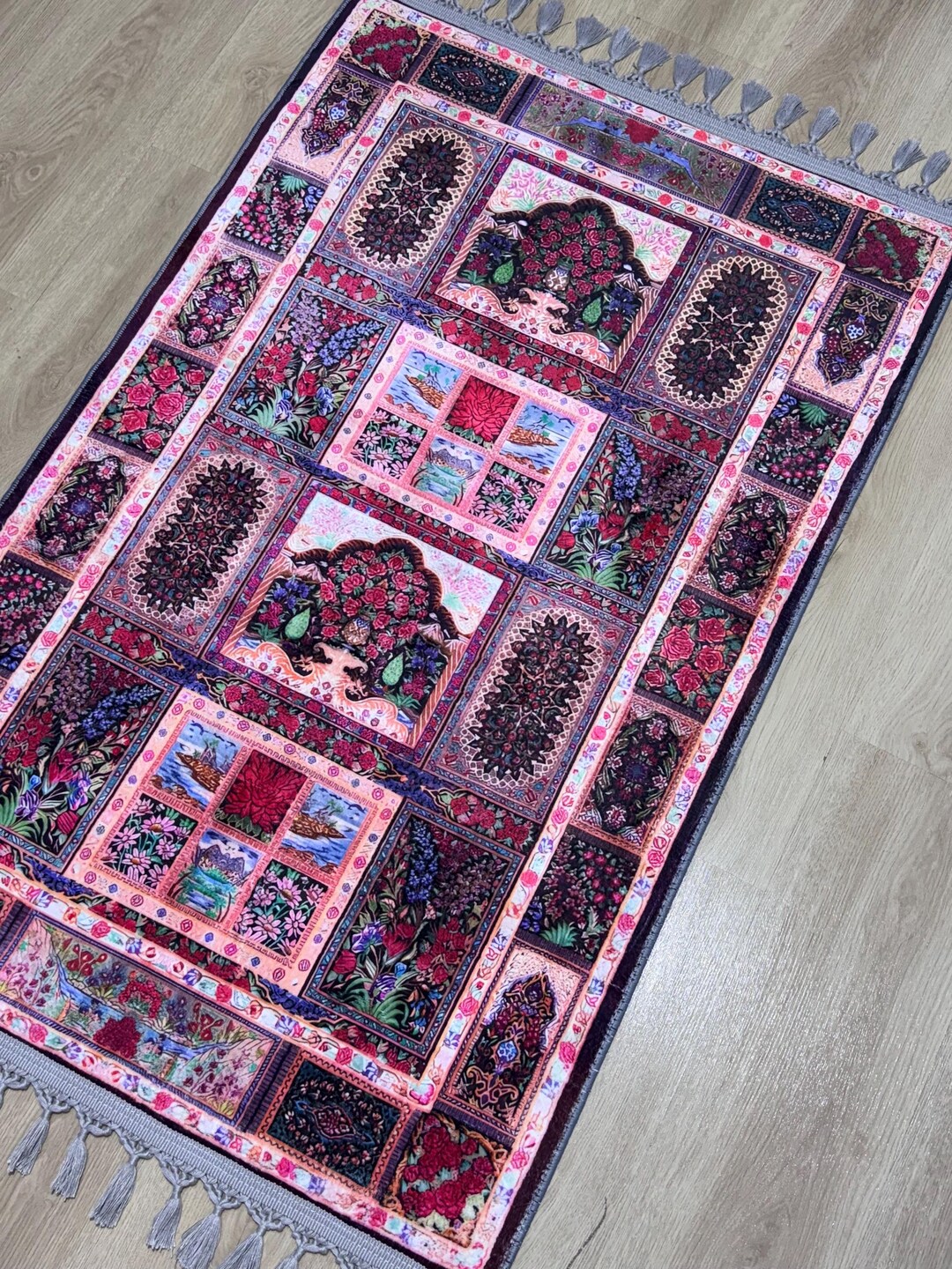 Musim Rugs Floral Prayer Rug , Plush Muslim Prayer Mat, Islamic Ramadan Gift ...