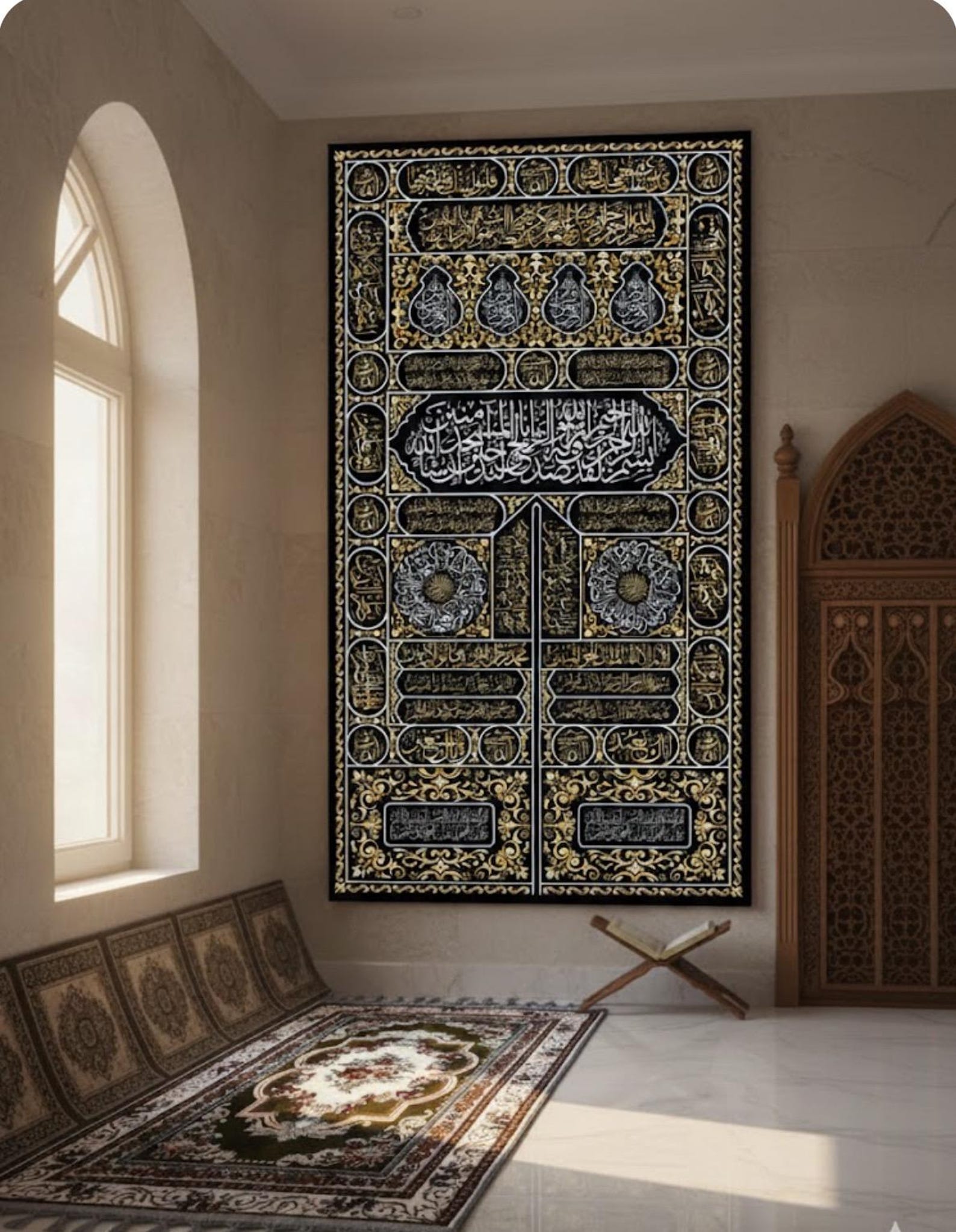 Islamic Calligraphy Rug Tapestry- Islamic Wall Hanging Rug, Ramadan Decor - Arabic Calligraphy ...