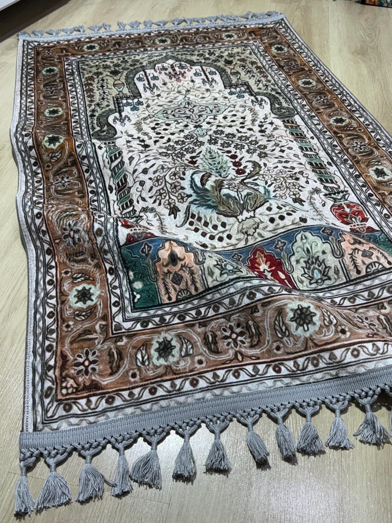 Traditional Turkish Prayer Rug , Islamic Design, Soft & Portable ...