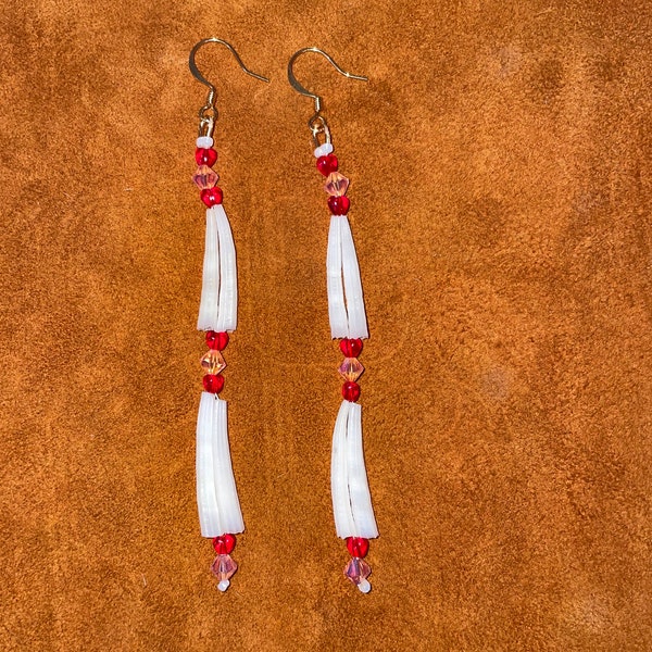 Valentines Alaskan Handmade Beaded Earrings: Red Hearts