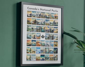 Canadian National Parks Checklist Poster: Modern Wall Art