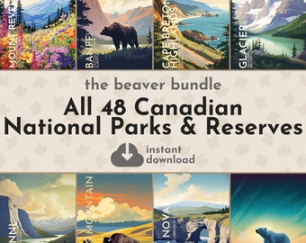 Canadian National Parks Bundle, Digital Download, Canada Artwork Printable, Canada Mountain, Canadian Lakes, Canadian Parks, Canada Gifts