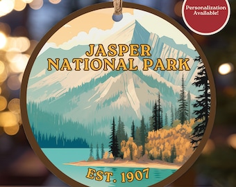 Retro Jasper National Park Ornament: Personalized Canadian Souvenir