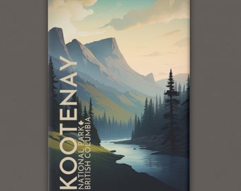 Kootenay National Park Fridge Magnet, Canada Magnet, Canadian Parks, Canada Artwork, Canada Mountain, Canadian Lakes, Canada Gifts