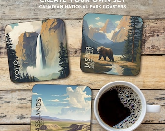 Canada Coasters, Canadian National Park Coasters, Build Your Own Set of National Park Coasters, Travel Gift, Canada Gifts, Canadian Parks