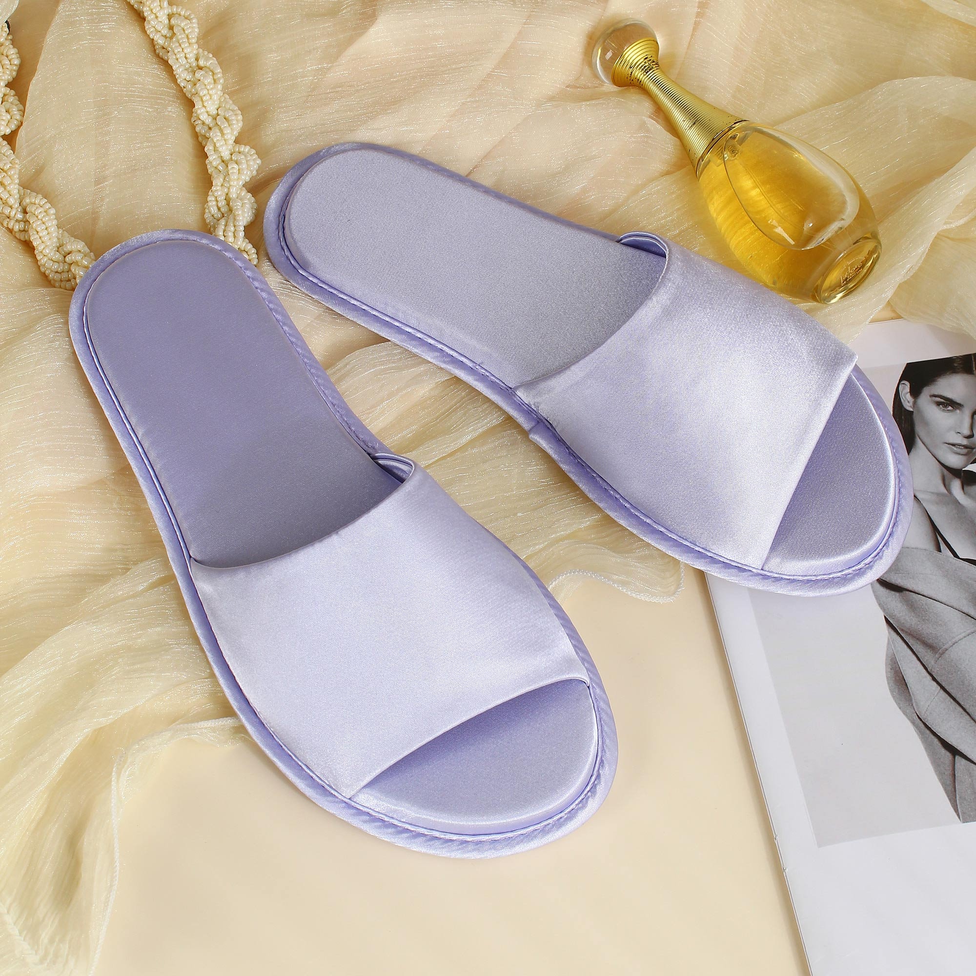 Open Toe Silk Bedroom Slippers Satin Slippers UK