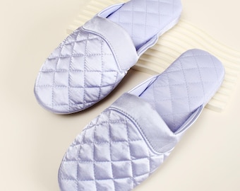 Luxus Satin Hausschuhe für Frauen, elegante Anti-Rutsch-Hausschuhe, Brauthausschuhe mit ruhiger Sohle, gemütliches Brautjungferngeschenk, schicke Schuhe zu Hause