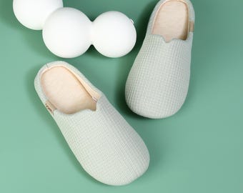 Mint Green Waffle Slippers Indoor Maillard Brown House Slippers For Women And Men Indoor Elegant Comfortable Soft Slippers
