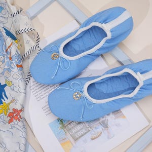Summer Cotton-Linen Women's Shoes: Ballet Shoes/Folding Slippers Travel Shoes - Green/Pink/Blue image 9