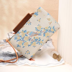 Song Brocade Handmade Crossbody Bag, Oriental Bird Blossom Silk Clutch, Intangible Cultural Heritage Purse