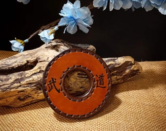 Skórzana tsuba, shinai tsuba, bambusowa osłona miecza, kendo, kendo tsuba, skórzana osłona shinai