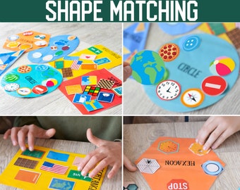Shape matching, shapes activity cards, preschool Shapes matching cards, Shape matching worksheets