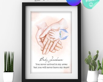 You never arrived in my arms but you will never leave my heart, Editable Print, Miscarry loss baby