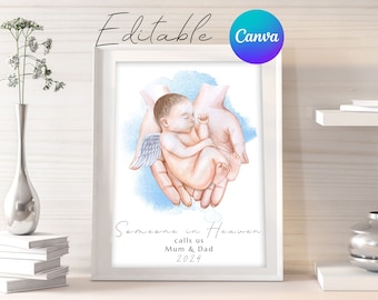 Miscarry Baby Angel, Someone in Heaven calls us Mum and Dad, Editable Miscarriage gift, Miscarry memorial