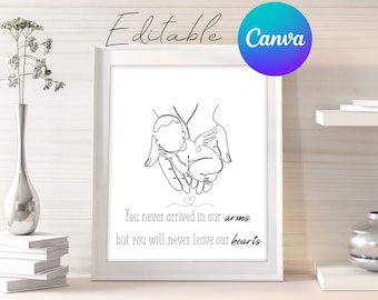 Infant loss Print, Pregnancy miscarriage keepsake, embryo miscarry loss , Editable stillborn gift