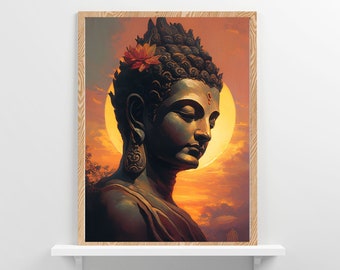Printable Buddha Wall Art Painting, Japanese Wall Art, Digital Buddha face Poster, Japanese Buddha Home Decor