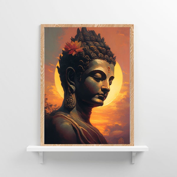 Printable Buddha Wall Art Painting, Japanese Wall Art, Digital Buddha face Poster, Japanese Buddha Home Decor