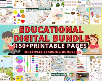 150 Preschool Worksheets, Flash Cards, Montessori Activities |  Kindergarten | Homeschool learning, Printable Bundle