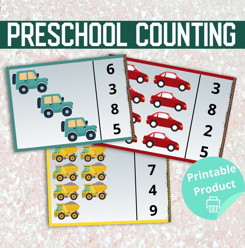 Printable Preschool Math Flash Cards Printable Additional Etsy