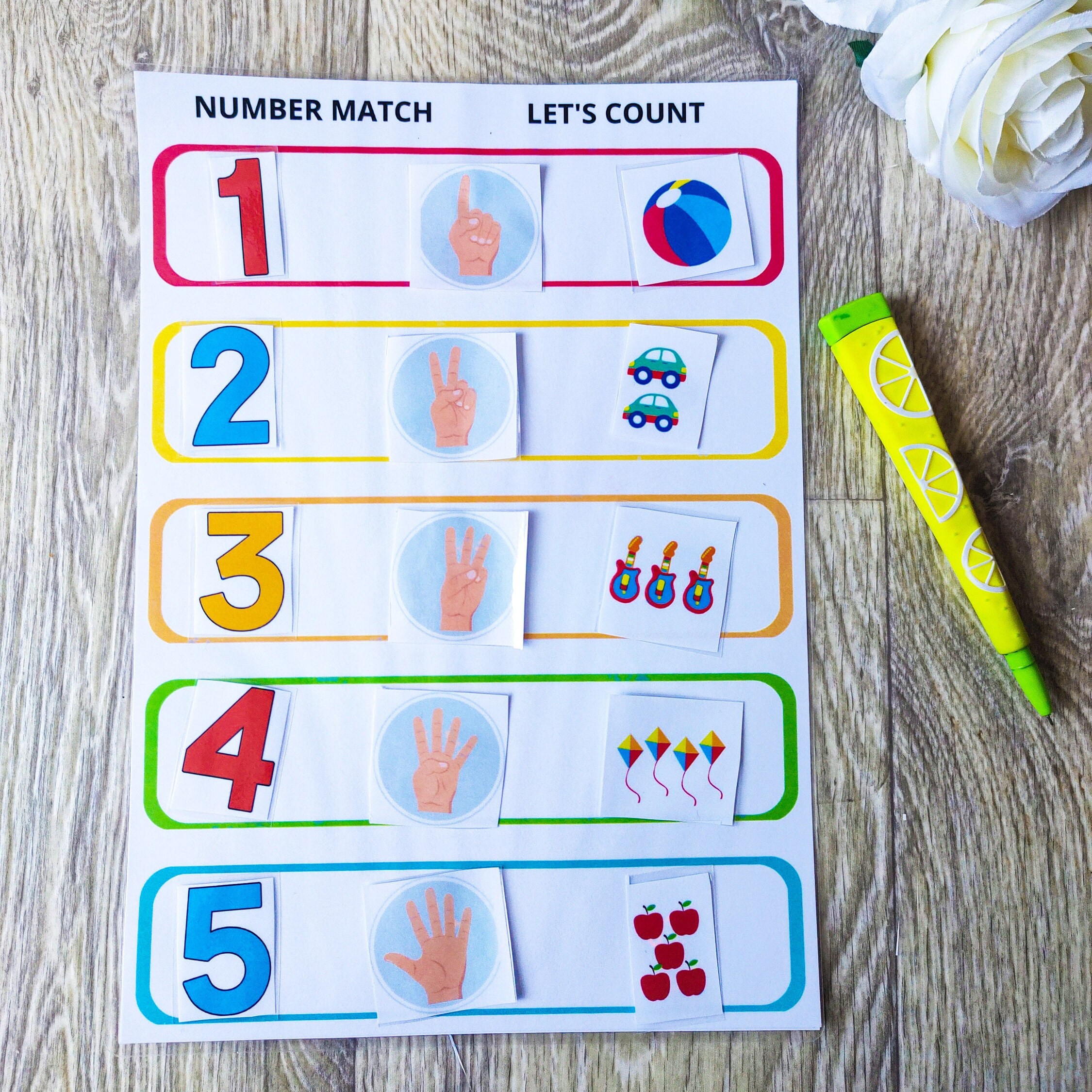 Numbers Matching, Printable Numbers 1-10, Counting Activity, Montessori ...