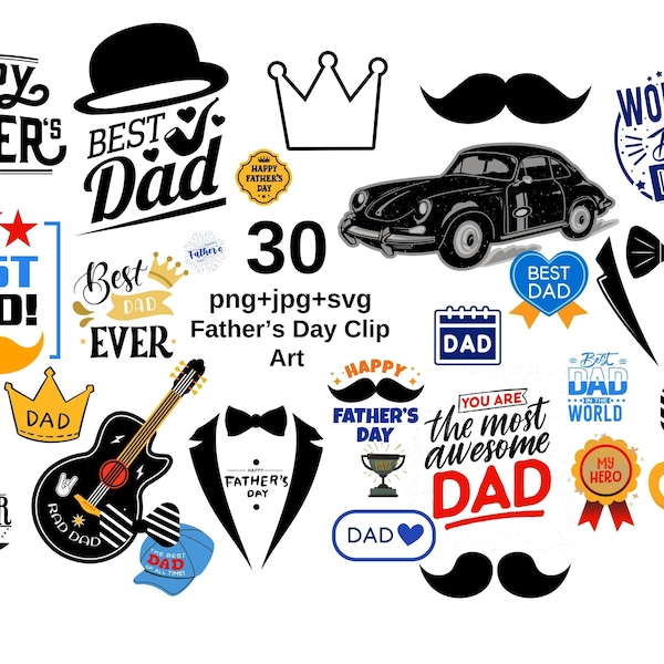 30 Father's Day Clipart,Clipart Prints,Tie Clipart, Tuxedo Clipart,Gift For Fathers,Happy Father's Day,Gift For Dad,Png ,Svg,Png Clipart