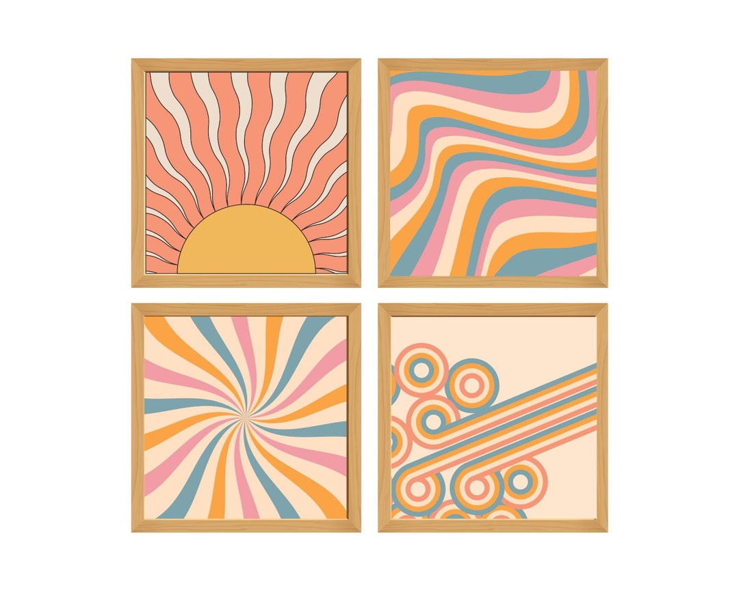 Printable Square Retro Wall Artretro Printssquare Printsretro Wall ...